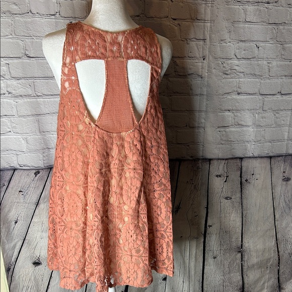 Free People peach lace sleeveless mini dress size xs - Picture 3 of 8